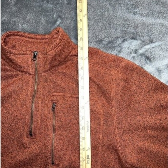 Outdoor Life Quarter Zip Sweater L Rust Orange Pullover Fleece Cozy Fall Hiking - Picture 5 of 7